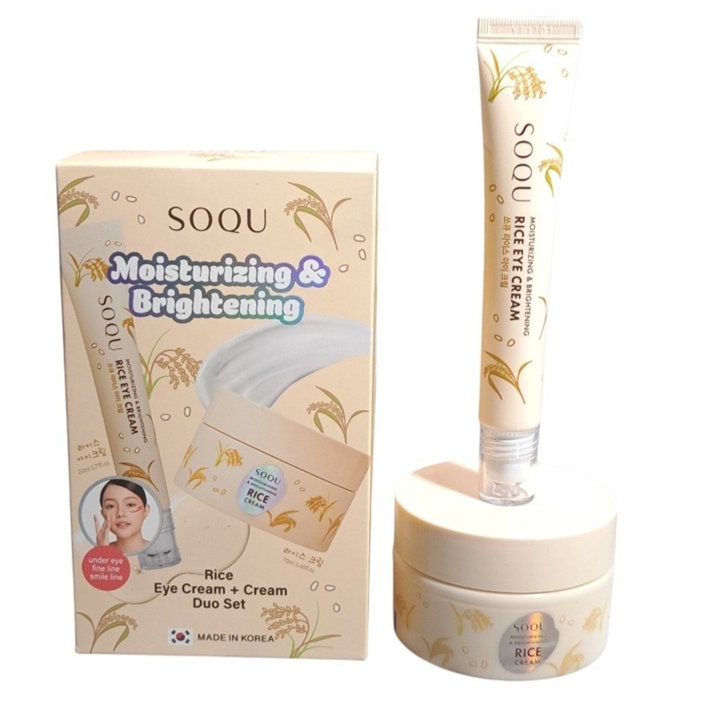 SOQU Rice Cleansing Duo Set Moisturizing & Brightening Rice Eye Cream +‎ Cream